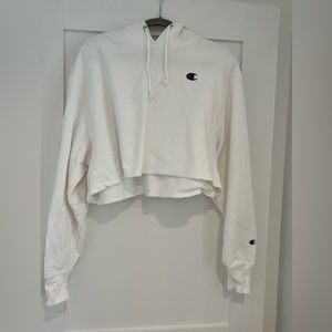 Cropped white champion hoodie